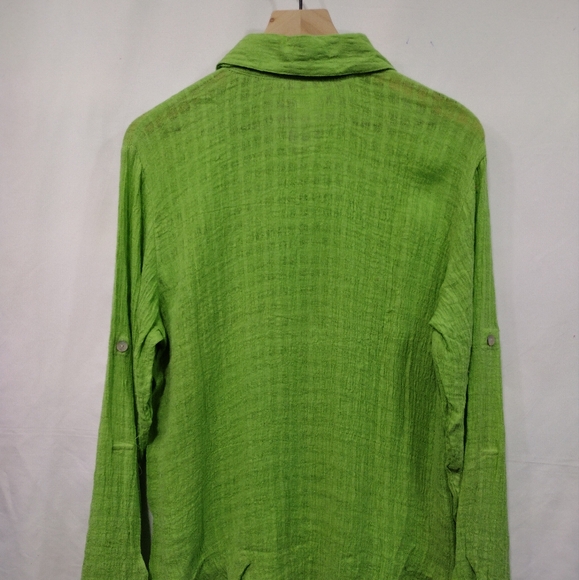 NWOT Coldwater Creek 100% Linen Button Shirt Women's Green Casual Gauzy Retro - Picture 6 of 10
